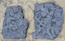 Load image into Gallery viewer, History Aztec Maya Artifact Carved Tezcatlipoca & Chalchiuhtlicue Sculpture Statue 11" Tall www.Neo-Mfg.com Wall art Codex 2 pc set