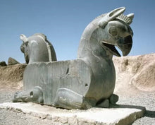 Load image into Gallery viewer, Assyrian Persian Griffen Double capital Sculpture reproduction art 8" www.Neo-Mfg.com Museum Reproduction