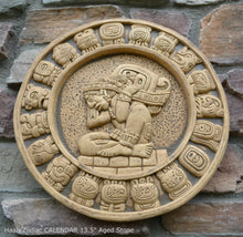 Load image into Gallery viewer, History MAYAN AZTEC Haab Zodiac CALENDAR Sculptural wall relief plaque 13.5" Museum Quality www.Neo-Mfg.com