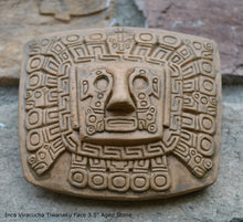 Load image into Gallery viewer, Inca Viracocha Tiwanaku Face Gateway sun Sculptural wall relief plaque 3.5" www.Neo-Mfg.com home decor