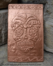 Load image into Gallery viewer, Aztec Mexican Day of the Dead Sugar skull Dia de los Muertos Sculptural wall relief plaque www.Neo-Mfg.com 6" k29