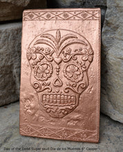 Load image into Gallery viewer, Aztec Mexican Day of the Dead Sugar skull Dia de los Muertos Sculptural wall relief plaque www.Neo-Mfg.com 6" k29
