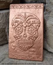 Load image into Gallery viewer, Aztec Mexican Day of the Dead Sugar skull Dia de los Muertos Sculptural wall relief plaque www.Neo-Mfg.com 6" k29
