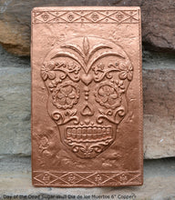 Load image into Gallery viewer, Aztec Mexican Day of the Dead Sugar skull Dia de los Muertos Sculptural wall relief plaque www.Neo-Mfg.com 6" k29