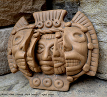 Load image into Gallery viewer, Aztec Mayan Mask 3 faces life death statue sculpture Artifact Carved Sculpture Statue 7" www.Neo-Mfg.com k20