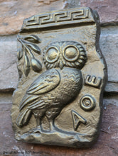 Load image into Gallery viewer, Roman Greek Owl of Athens Fragment Sculptural wall relief plaque www.Neo-Mfg.com 6.5" home decor