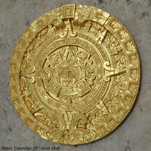 Load image into Gallery viewer, History MAYAN AZTEC CALENDAR Sculptural wall relief plaque 19" Museum Quality Neo-Mfg