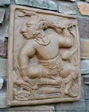 Load image into Gallery viewer, Aztec Mayan Stele Madrid Palenque Plaque Artifact Sculpture 20" www.Neo-Mfg.com Museum reproduction from actual temple carving