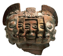 Load image into Gallery viewer, Aztec Mayan Mask 3 faces life death statue sculpture Artifact Carved Sculpture Statue 7" www.Neo-Mfg.com k20