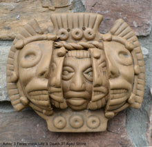Load image into Gallery viewer, Aztec Mayan Mask 3 faces life death statue sculpture Artifact Carved Sculpture Statue 7" www.Neo-Mfg.com k20