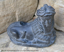 Load image into Gallery viewer, Assyrian Androcephalous bull Babylonian statue fragment replica Mesopotamian sculpture Artifact 5.5" www.Neo-Mfg.comStatuette of an