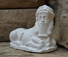 Load image into Gallery viewer, Assyrian Androcephalous bull Babylonian statue fragment replica Mesopotamian sculpture Artifact 5.5" www.Neo-Mfg.comStatuette of an
