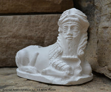 Load image into Gallery viewer, Assyrian Androcephalous bull Babylonian statue fragment replica Mesopotamian sculpture Artifact 5.5" www.Neo-Mfg.comStatuette of an