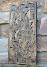 Load image into Gallery viewer, Aztec Mayan Temple foliated cross Left side K'inich Kan Bahlam II carving wall plaque www.Neo-Mfg.com home garden decor art 14" L13
