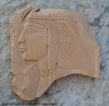 Load image into Gallery viewer, Egyptian Relief fragment head of a lady wall plaque art Sculpture 8.75" www.Neo-Mfg.com Museum reproduction m18