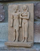 Load image into Gallery viewer, History Egyptian King Menkaura Mycerinus queen Statue Sculpture & wall plaque 6.75" www.Neo-Mfg.com home decor Museum reproduction k27