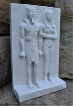 Load image into Gallery viewer, History Egyptian King Menkaura Mycerinus queen Statue Sculpture & wall plaque 6.75" www.Neo-Mfg.com home decor Museum reproduction k27