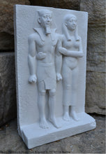 Load image into Gallery viewer, History Egyptian King Menkaura Mycerinus queen Statue Sculpture & wall plaque 6.75" www.Neo-Mfg.com home decor Museum reproduction k27