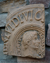 Load image into Gallery viewer, Roman Caesar coin architectural fragment Sculptural Wall frieze plaque relief www.Neo-Mfg.com 10"