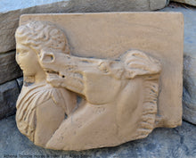 Load image into Gallery viewer, Roman Greek Parthenon Frieze fragment goddess Athena Temple Horse & rider Sculpture museum reproduction art 17" www.Neo-Mfg.com home decor