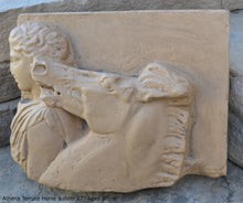 Load image into Gallery viewer, Roman Greek Parthenon Frieze fragment goddess Athena Temple Horse & rider Sculpture museum reproduction art 17" www.Neo-Mfg.com home decor