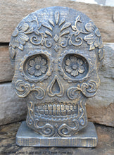 Load image into Gallery viewer, Aztec Mexican Day of the Dead Sugar skull Dia de los Muertos Sculptural wall relief plaque www.Neo-Mfg.com 12" m11