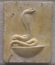 Load image into Gallery viewer, History Egyptian Wadjet cobra Stela Fragment Sculptural wall relief plaque www.Neo-Mfg.com 4.75"