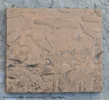 Load image into Gallery viewer, History Egyptian Birds in the Delta marshes Userkaf in Saqqara 11" Stela Sculptural wall relief www.Neo-Mfg.com h5