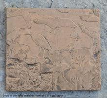Load image into Gallery viewer, History Egyptian Birds in the Delta marshes Userkaf in Saqqara 11" Stela Sculptural wall relief www.Neo-Mfg.com h5