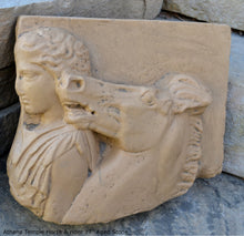 Load image into Gallery viewer, Roman Greek Parthenon Frieze fragment goddess Athena Temple Horse & rider Sculpture museum reproduction art 17" www.Neo-Mfg.com home decor