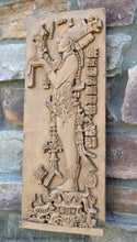 Load image into Gallery viewer, Aztec Mayan Chambalu Temple foliated cross Center left K'inich Kan Bahlam II carving wall plaque www.Neo-Mfg.com home decor art 11.5" L18