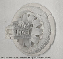 Load image into Gallery viewer, History MAYAN AZTEC Ouroborus w/ F Feathered Serpent 6" Sculptural wall relief plaque 6" www.Neo-Mfg.com