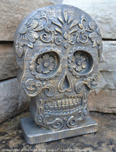 Load image into Gallery viewer, Aztec Mexican Day of the Dead Sugar skull Dia de los Muertos Sculptural wall relief plaque www.Neo-Mfg.com 12" m11