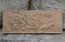 Load image into Gallery viewer, History Roman Hunting Chariot Lion and Cherub Stela Fragment Sculptural wall relief plaque 8 5/16&quot; www.Neo-Mfg.com museum reproduction b28
