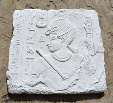 Load image into Gallery viewer, History Egyptian Amenhotep III blue crown Fragment Sculptural wall relief plaque www.Neo-Mfg.com 7" b17