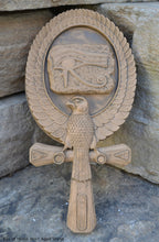 Load image into Gallery viewer, Egyptian Eye Horus Ankh Ra Falcon artifact carving sculpture statue 9.5" www.NEO-MFG.com j20