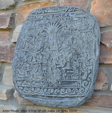 Load image into Gallery viewer, Aztec Mayan Stele 5 Tree Of Life Izapa Olmec Sculpture wall plaque 14" www.Neo-Mfg.com