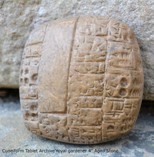 Load image into Gallery viewer, Clay Cuneiform Tablet Archive royal gardeners Archaic Period of Sumer, 2900-2340 BC museum replica Sculpture 4" www.Neo-Mfg.com