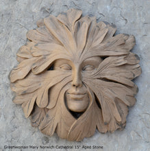Load image into Gallery viewer, Nature Greenwoman Mary Norwich Cathedral Roof Boss sculpture wall plaque 15" www.Neo-Mfg.com green man decor home