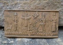 Load image into Gallery viewer, Historical Assyrian Akkadian Adda Cylinder Seal wall Sculpture www.Neo-Mfg.com Mesopotamia Museum Reproduction 2pc set Cy1