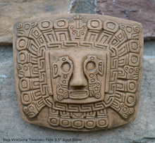 Load image into Gallery viewer, Inca Viracocha Tiwanaku Face Gateway sun Sculptural wall relief plaque 3.5" www.Neo-Mfg.com home decor