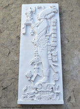 Load image into Gallery viewer, Aztec Mayan Chambalu Temple foliated cross Center left K'inich Kan Bahlam II carving wall plaque www.Neo-Mfg.com home decor art 11.5" L18