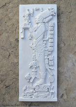 Load image into Gallery viewer, Aztec Mayan Chambalu Temple foliated cross Center left K'inich Kan Bahlam II carving wall plaque www.Neo-Mfg.com home decor art 11.5" L18