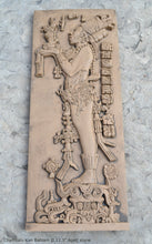 Load image into Gallery viewer, Aztec Mayan Chambalu Temple foliated cross Center left K'inich Kan Bahlam II carving wall plaque www.Neo-Mfg.com home decor art 11.5" L18