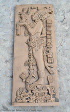 Load image into Gallery viewer, Aztec Mayan Chambalu Temple foliated cross Center left K'inich Kan Bahlam II carving wall plaque www.Neo-Mfg.com home decor art 11.5" L18
