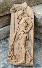 Load image into Gallery viewer, Roman Greek Hellenistic Sepulchral Warrior Stone Carving Sculpture Wall Frieze 5th cen BC 16" tall www.Neo-Mfg.com