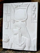 Load image into Gallery viewer, History Egyptian Goddess Isis Offering wine Tomb Horemheb Sculptural wall relief www.Neo-Mfg.com 9.5" d16