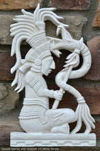 Load image into Gallery viewer, Aztec Mayan seated Warrior with Serpent wall art Sculpture www.Neo-Mfg.com 14" L5