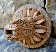 Load image into Gallery viewer, History Feathered Serpent Head of Quetzalcoaltl Aztec Maya Artifact Carved Sculpture Statue 5" www.Neo-Mfg.com