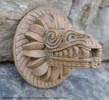 Load image into Gallery viewer, History Feathered Serpent Head of Quetzalcoaltl Aztec Maya Artifact Carved Sculpture Statue 5" www.Neo-Mfg.com